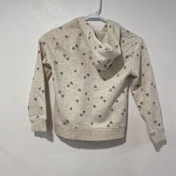 Cat & Jack Girls Beige Heart Print Sherpa-Lined Zip Hoodie Size M (8) - Picture 2 of 4